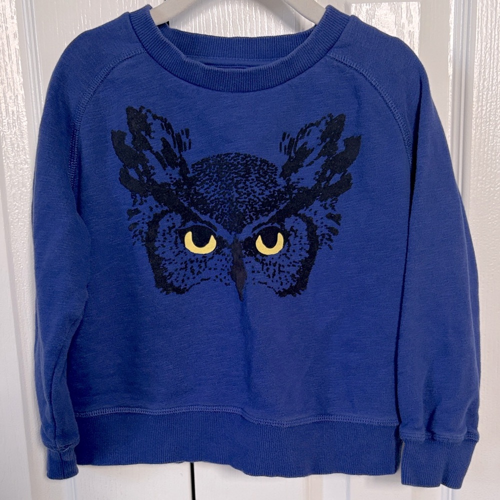 Dark blue Mini Boden sweatshirt with owl detail